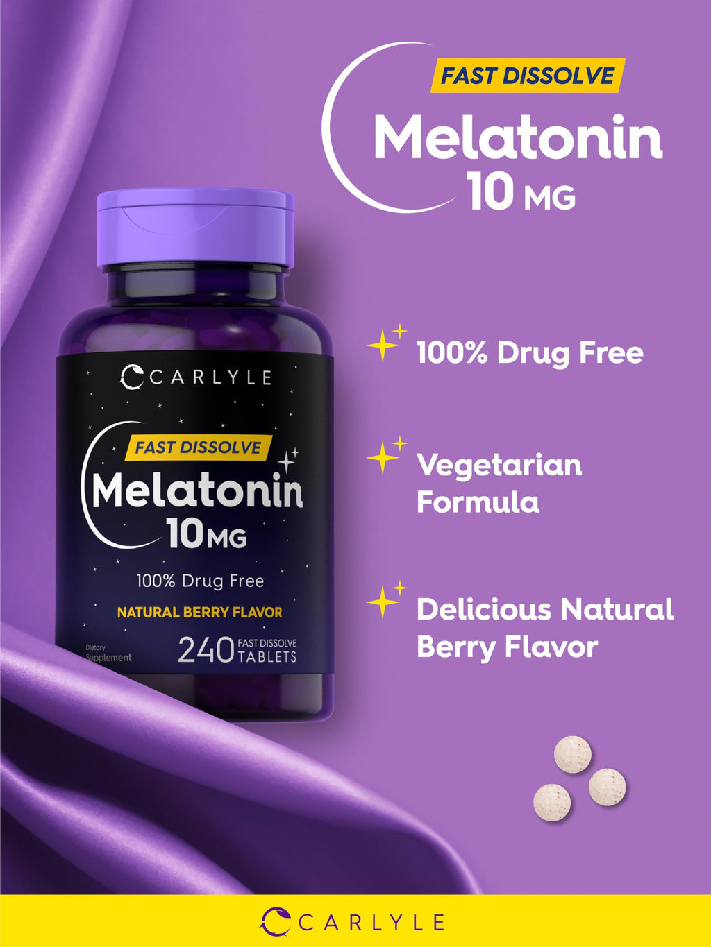 Carlyle Melatonin 10mg Fast Dissolve Tablets - 240 Count - image 4