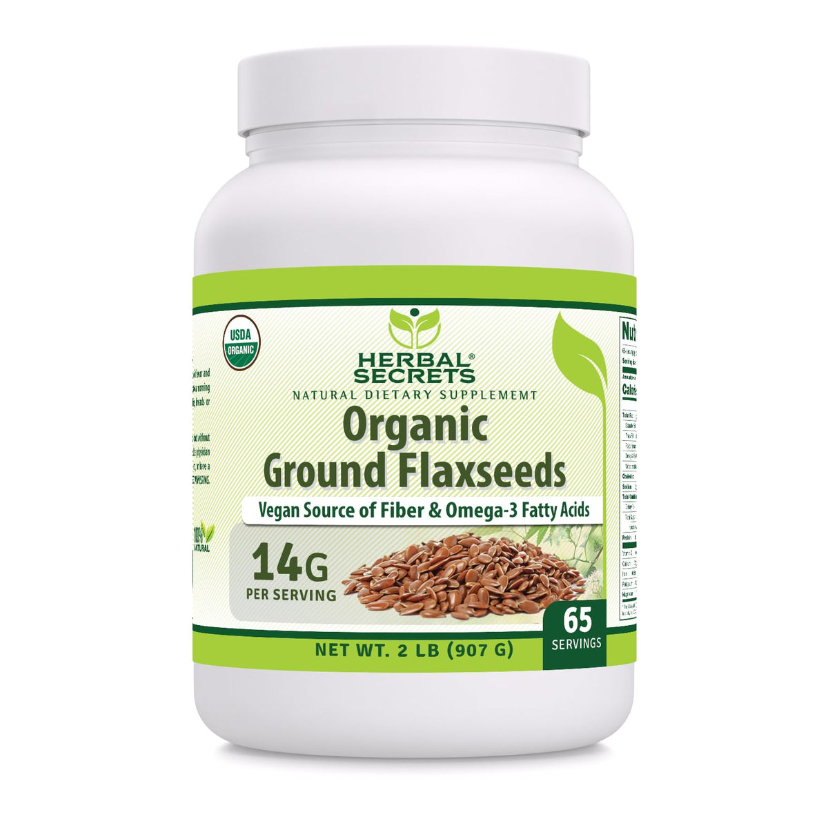 Herbal Secrets USDA Organic Ground Flaxseeds Powder - 2 Lb