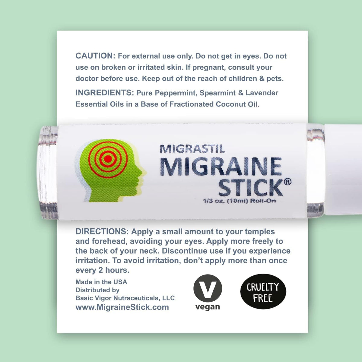 Basic Vigor Migrastil Migraine Stick Roll On Peppermint - 0.3 oz - image 2