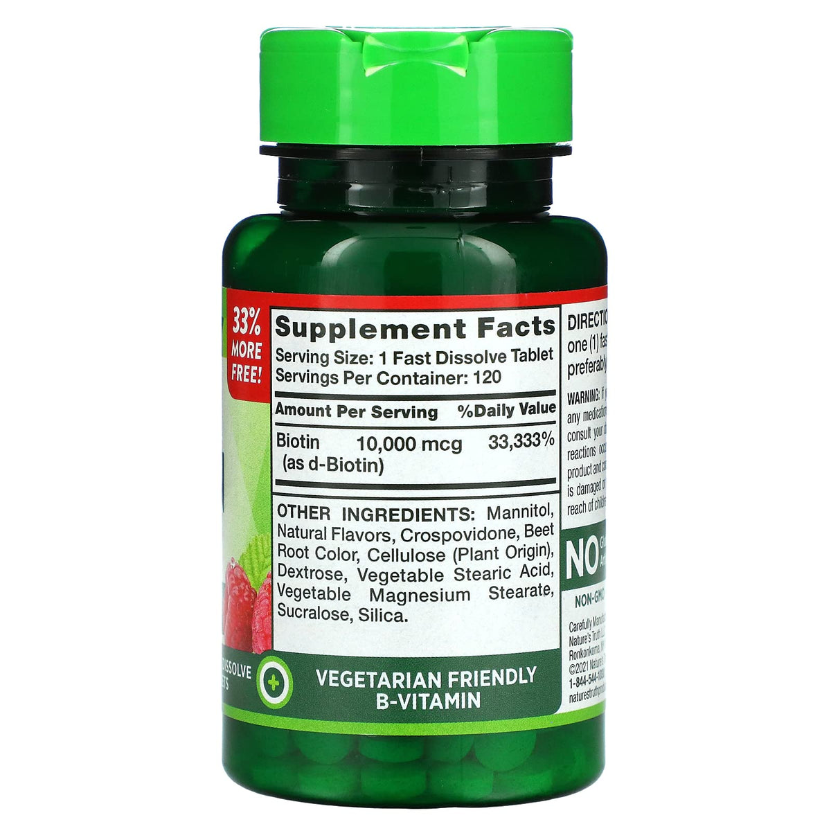 Nature's Truth Maximum Biotin 10,000 mcg Fast Dissolve Tabs - 240 Tablets - image 2