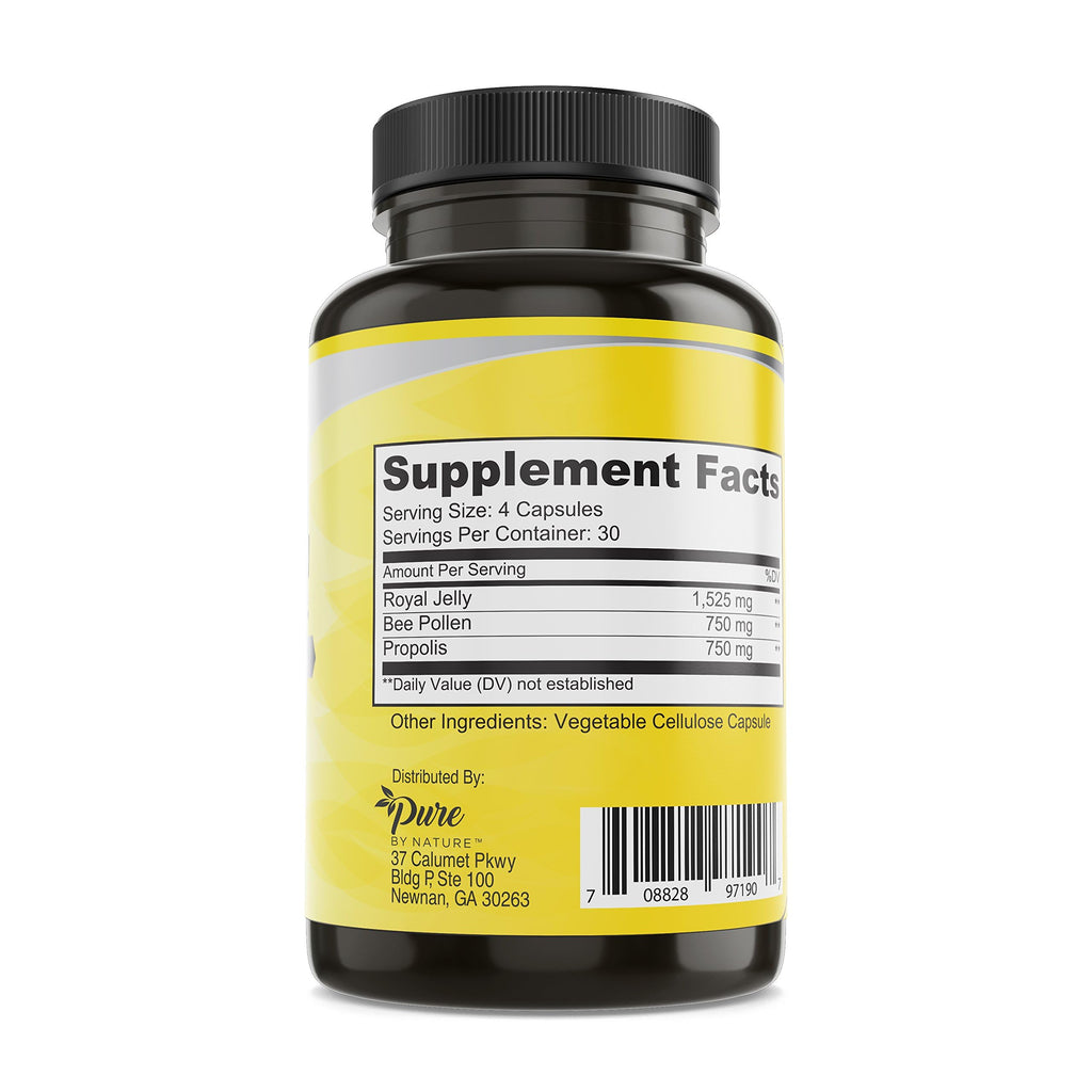 Pure By Nature Bee Pollen Supplement with Propolis & Royal Jelly - 120 Capsules - image 2