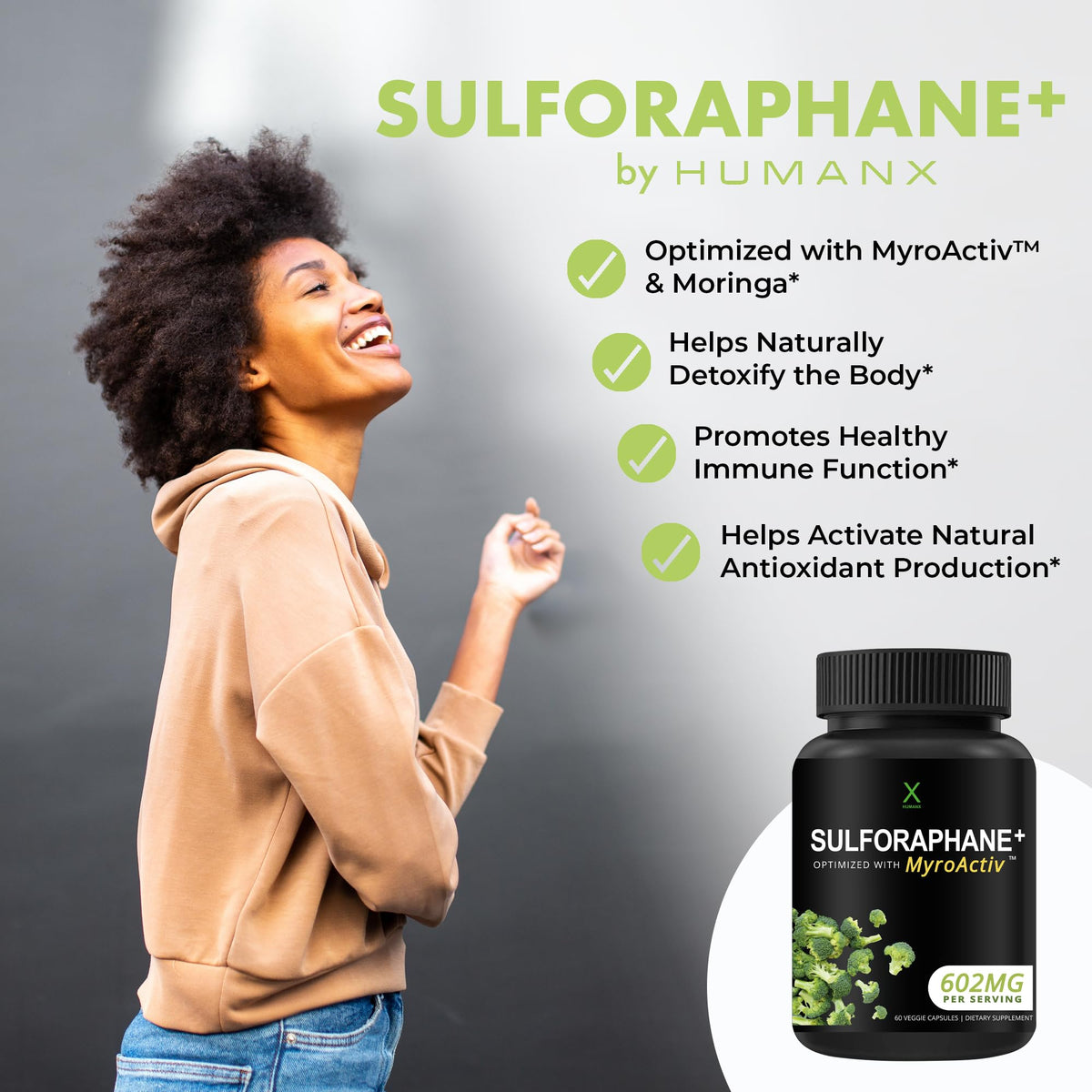 HUMANX Sulforaphane+ 602mg Broccoli Supplement - 60 Capsules - image 3