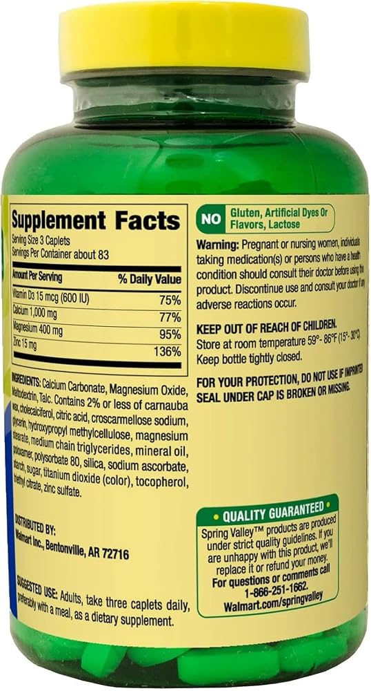 BASKETGOODS Calcium Magnesium Zinc Vitamin D3 - 250 Caplets - image 2