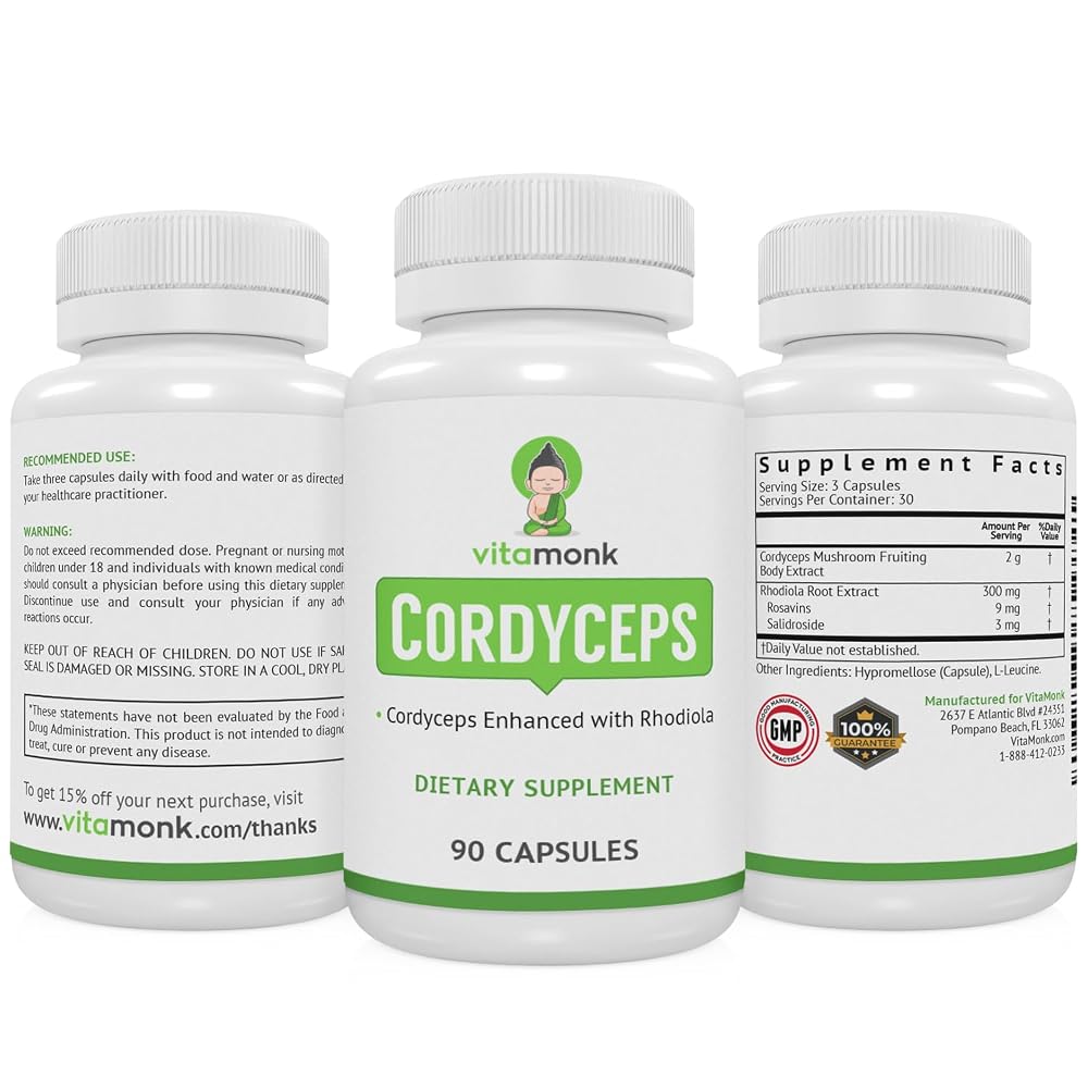 VitaMonk Cordyceps Mushroom Capsules with Rhodiola for Energy - 90 Count - image 9