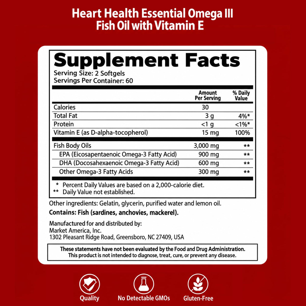Heart Health Cardiovascular Maintenance Omega III Fish Oil with Vitamin E - image 8