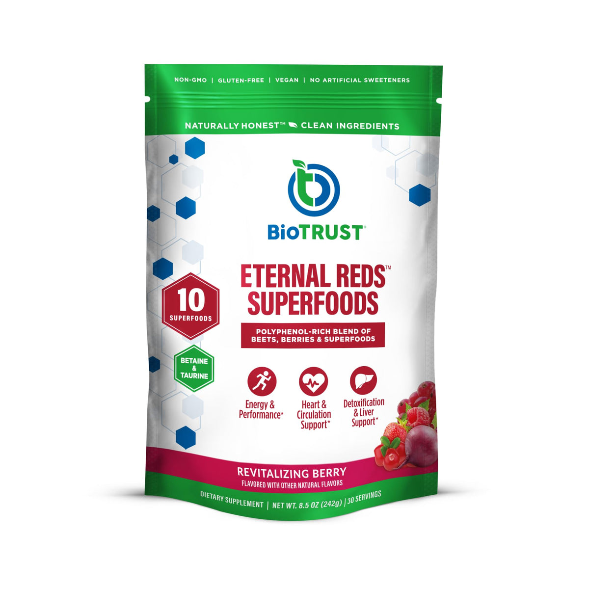 BioTrust Red Superfoods Powder with Beet Root - 30 Servings