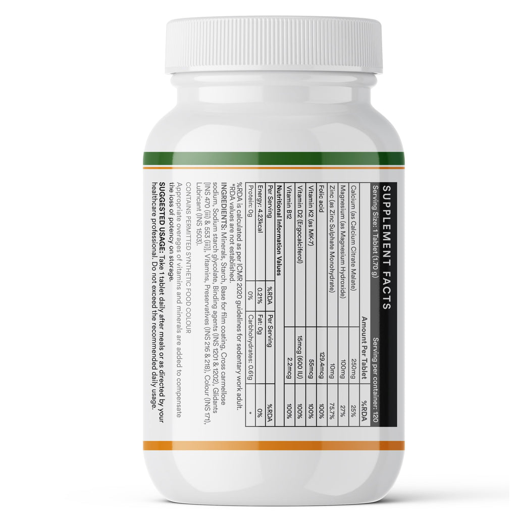 INLIFE Calcium Magnesium Zinc Vitamin D K2 Supplement - 120 Tablets - image 8