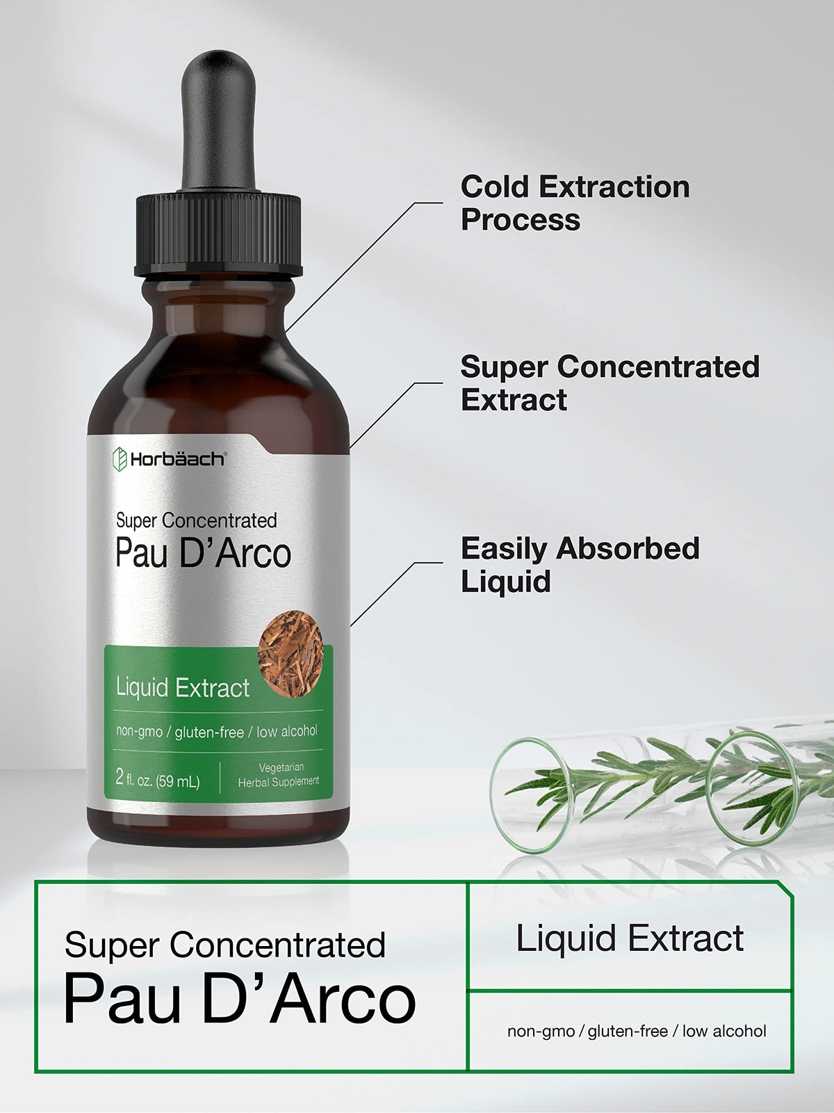 Horbäach Pau D'Arco Tincture Inner Bark Extract - 2 fl oz - image 3