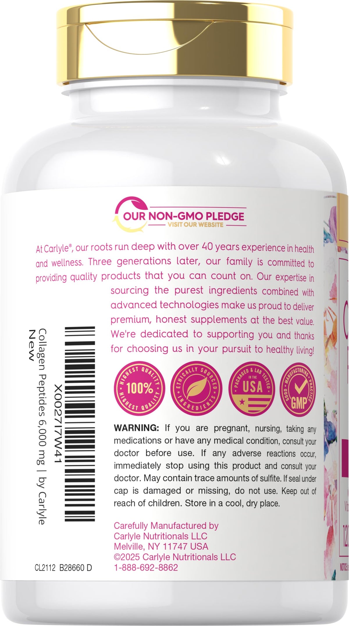 Carlyle Collagen Peptides with Vitamin C 6000mg - 120 Caplets - image 3
