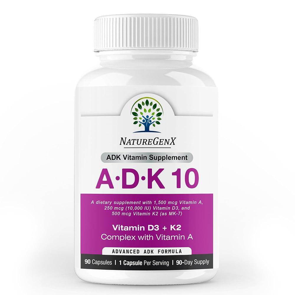 NatureGenX ADK10 Vitamin A D3 K2 Bone Health - 90 Capsules