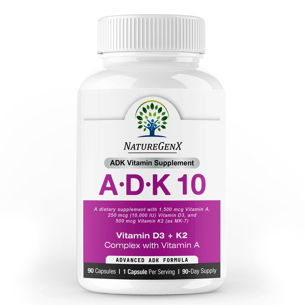 NatureGenX ADK10 Vitamin A D3 K2 Bone Health - 90 Capsules