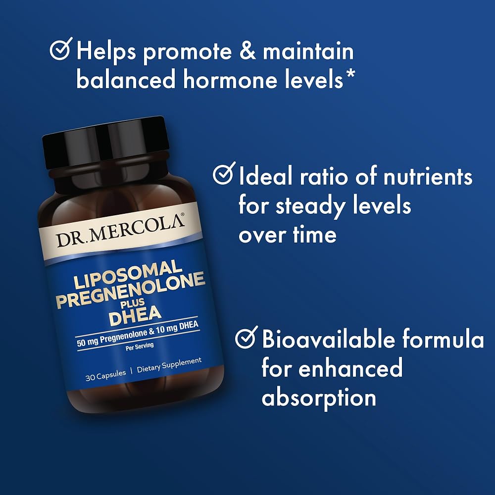 Dr. Mercola Liposomal Pregnenolone Plus DHEA, 50 mg