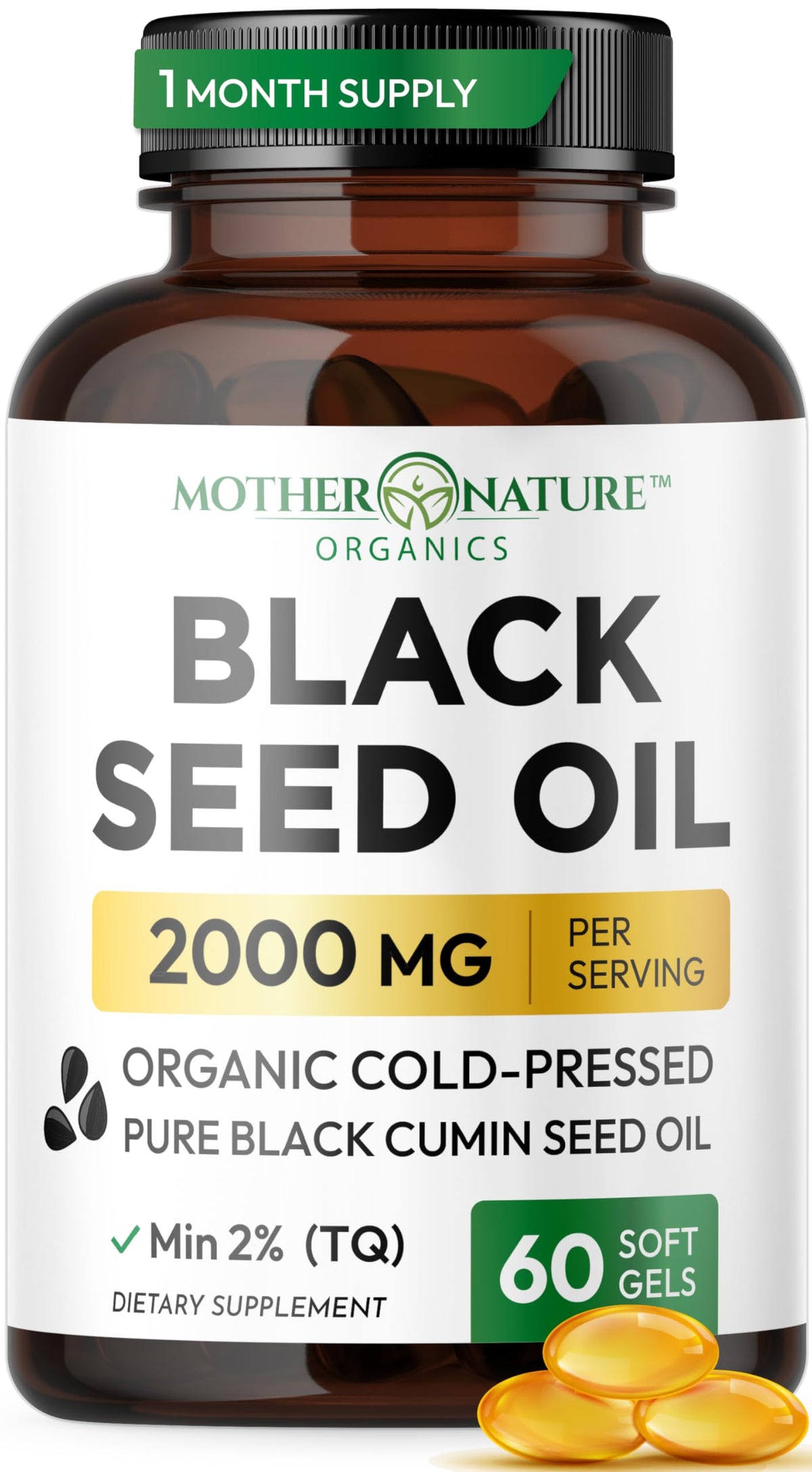 Mother Nature Organics Black Seed Oil 2000mg - 60 Softgels