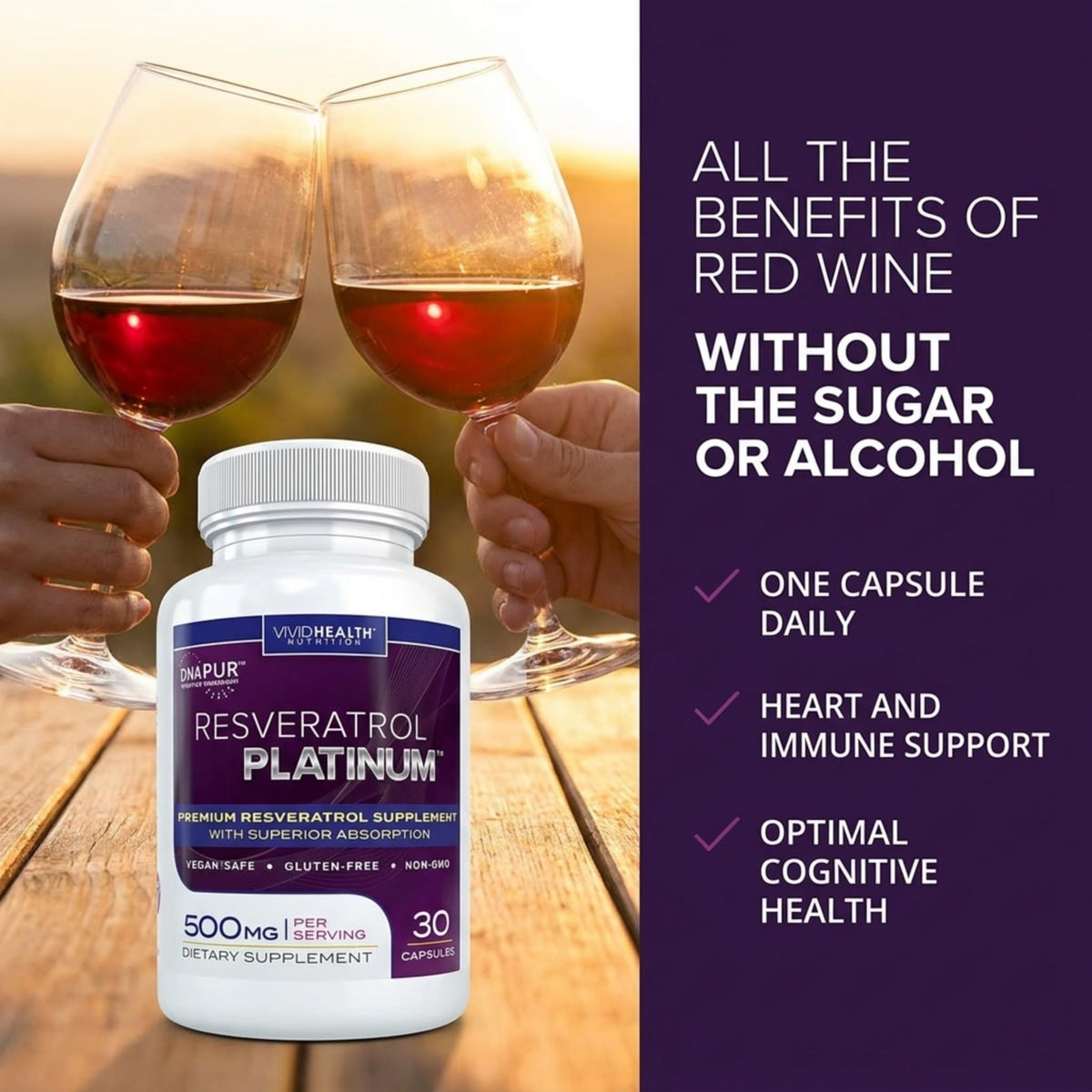 Vivid Health Nutrition Resveratrol Platinum Blend - 30 Capsules - image 7