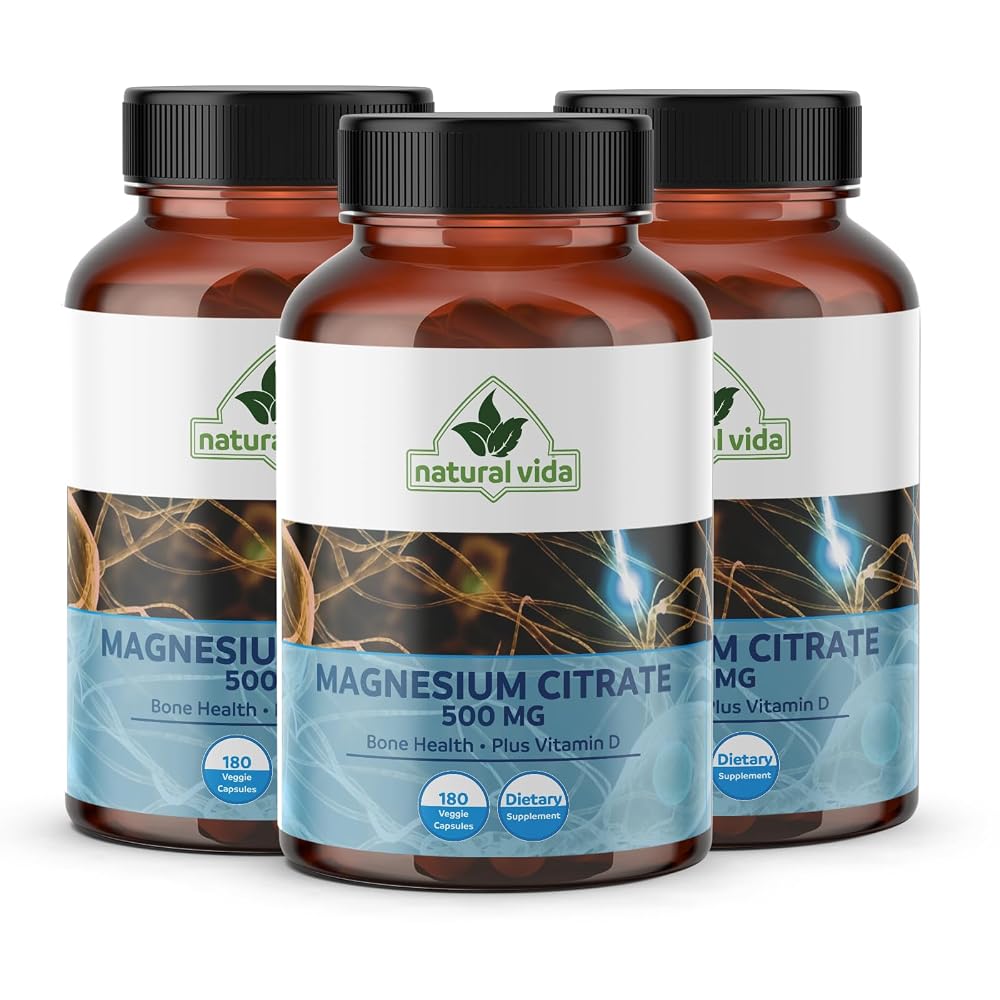 Natural Vida Magnesium Citrate 500mg + Vitamin D - 180 Capsules - image 4