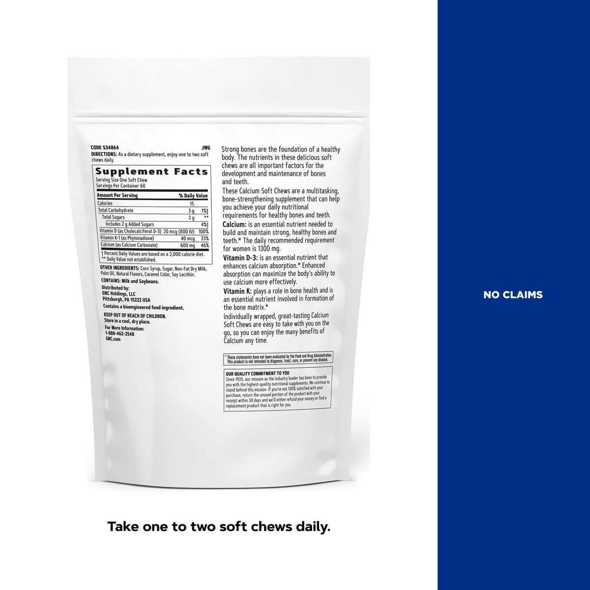 GNC Calcium 600mg Supplement for Strong Bones - 60 Chewables - image 5