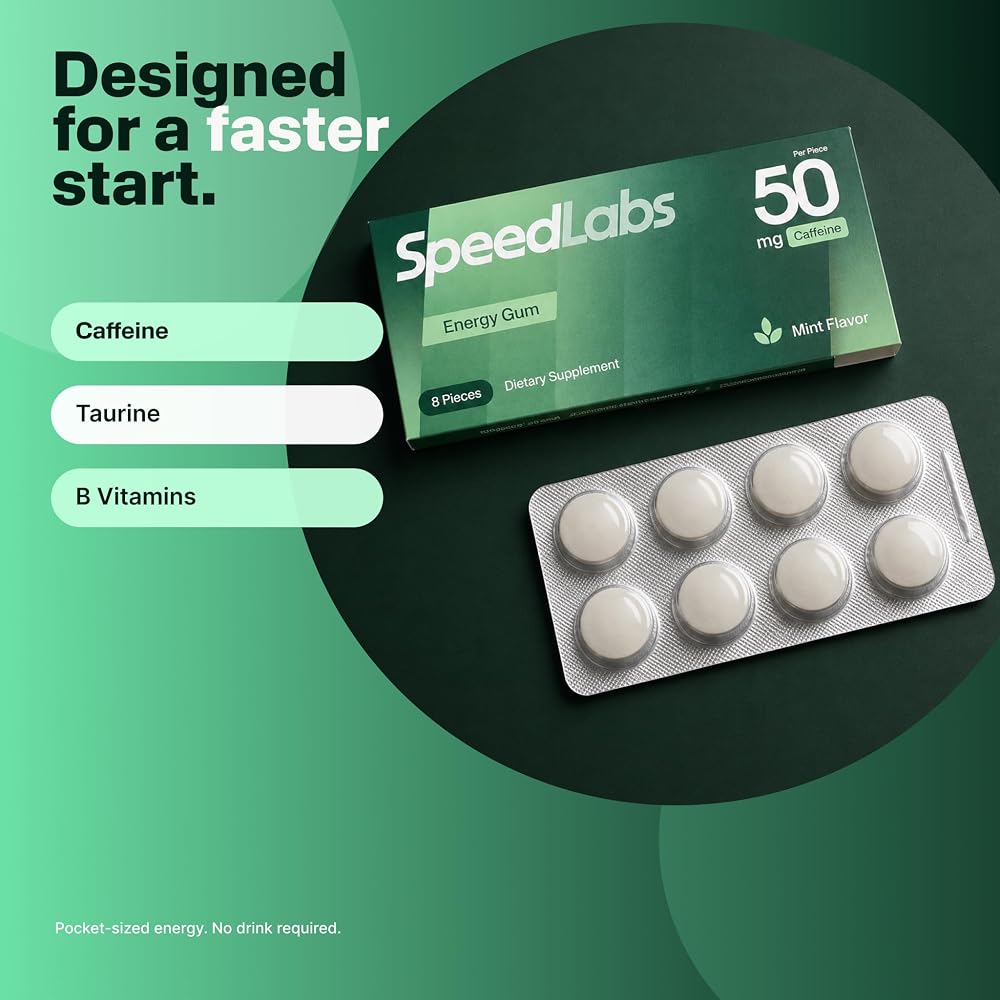 Speed Labs 50mg Caffeinated Energy Gum Mint - 48 Pieces - image 3