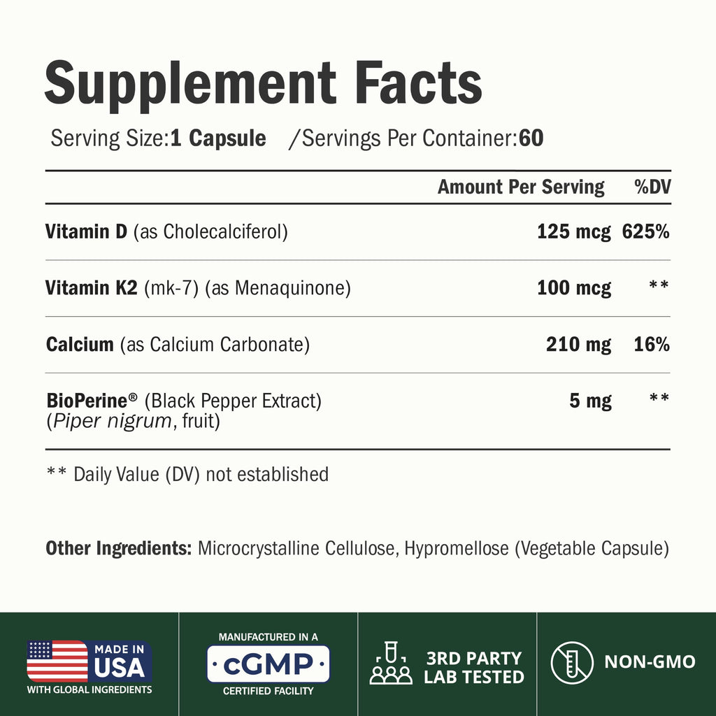 Vimerson Health Vitamin D3 K2 Calcium Supplement - 60 Capsules - image 2