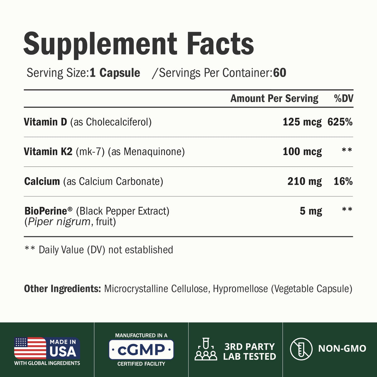 Vimerson Health Vitamin D3 K2 Calcium Supplement - 60 Capsules - image 2