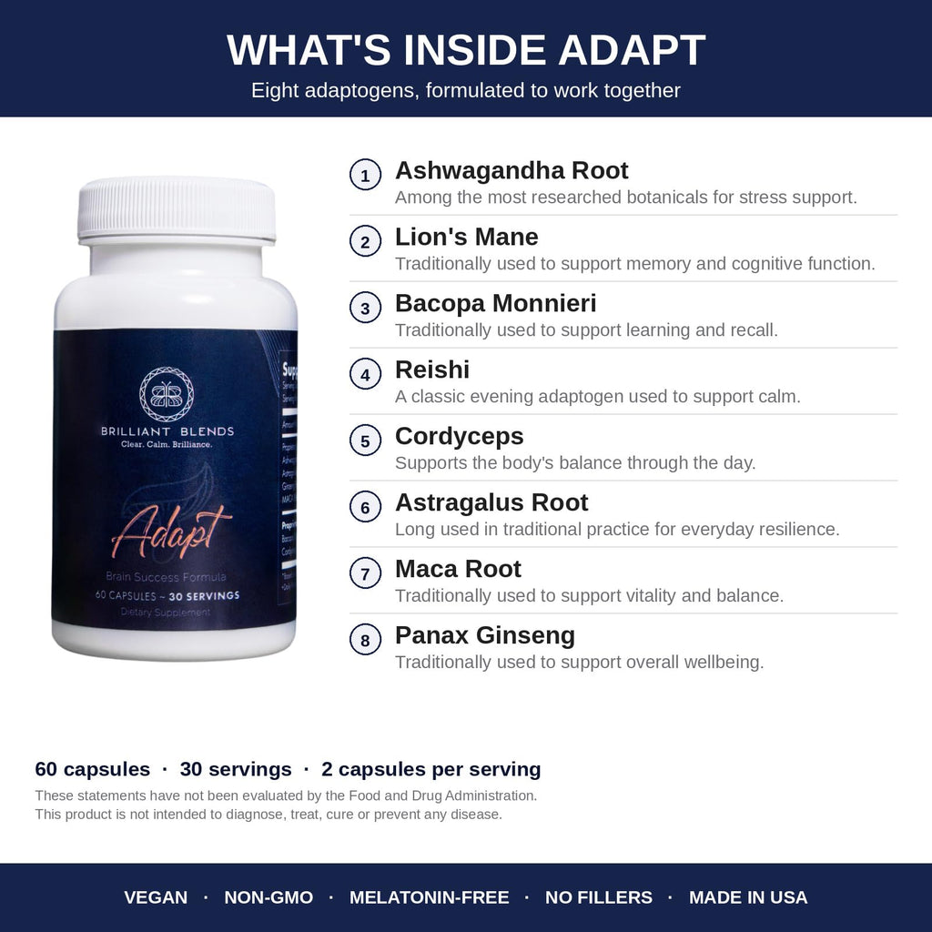 Brilliant Blends Adapt Adaptogen Supplement for Sleep & Stress - 60 Capsules - image 4