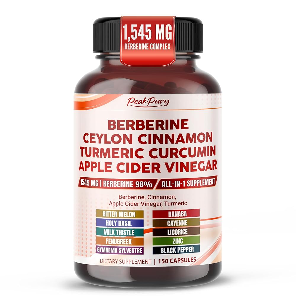PeakPury Advanced Berberine HCl 1545mg with Ceylon Cinnamon - 150 Capsules