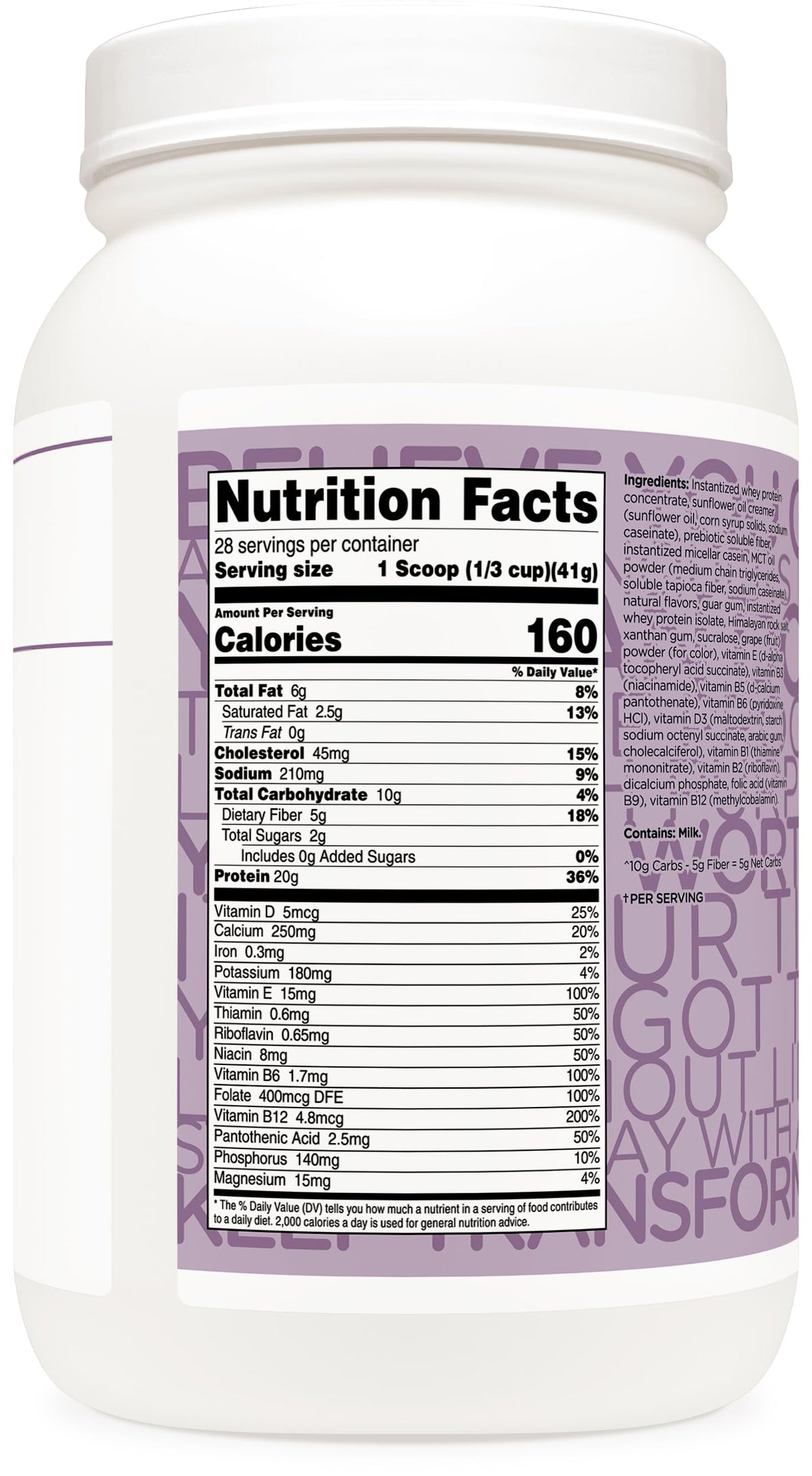 TransformHQ Meal Replacement Shake Powder 7 Servings (Peach Milkshake