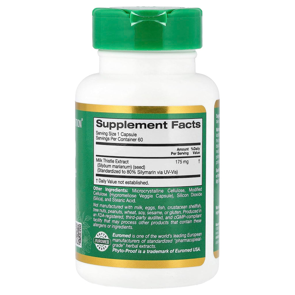 California Gold Nutrition Milk Thistle Extract 80% Silymarin - 60 Capsules - image 2