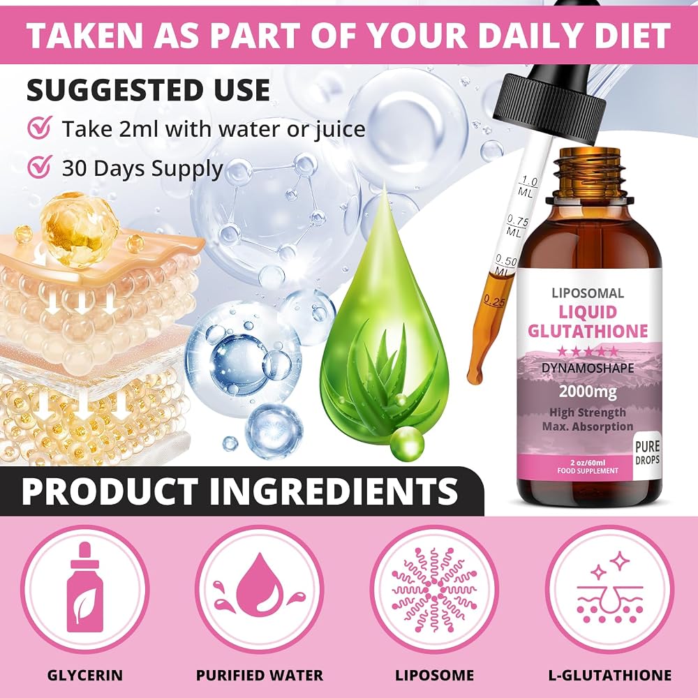 baanaas Liposomal Glutathione 2000mg Antioxidant Liquid - 2 Fl Oz - image 2