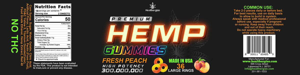 Healthergize Hemp Gummies Sleep Peach Ring - 36 Count - image 6