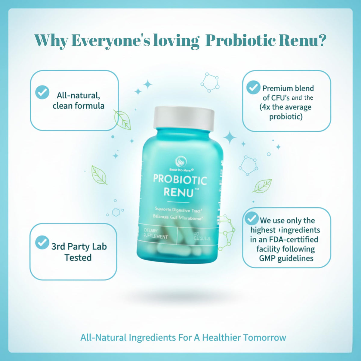 Bloat No More Probiotics 50 Billion CFU Gut Health - 30 Capsules - image 5