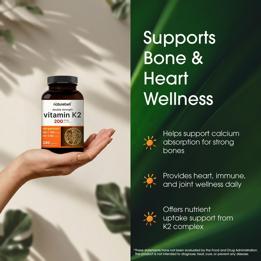 NatureBell Vitamin K2 200mcg MK-7 & MK-4 Complex - 240 Capsules - image 4