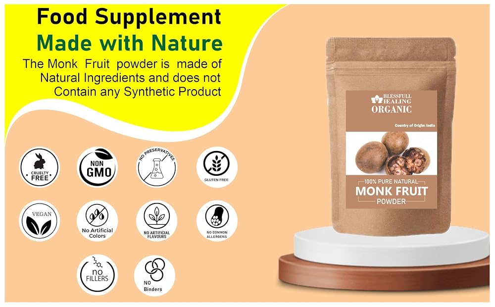 Blessfull Healing Organic Monk Fruit Powder 100% Pure Natural 200