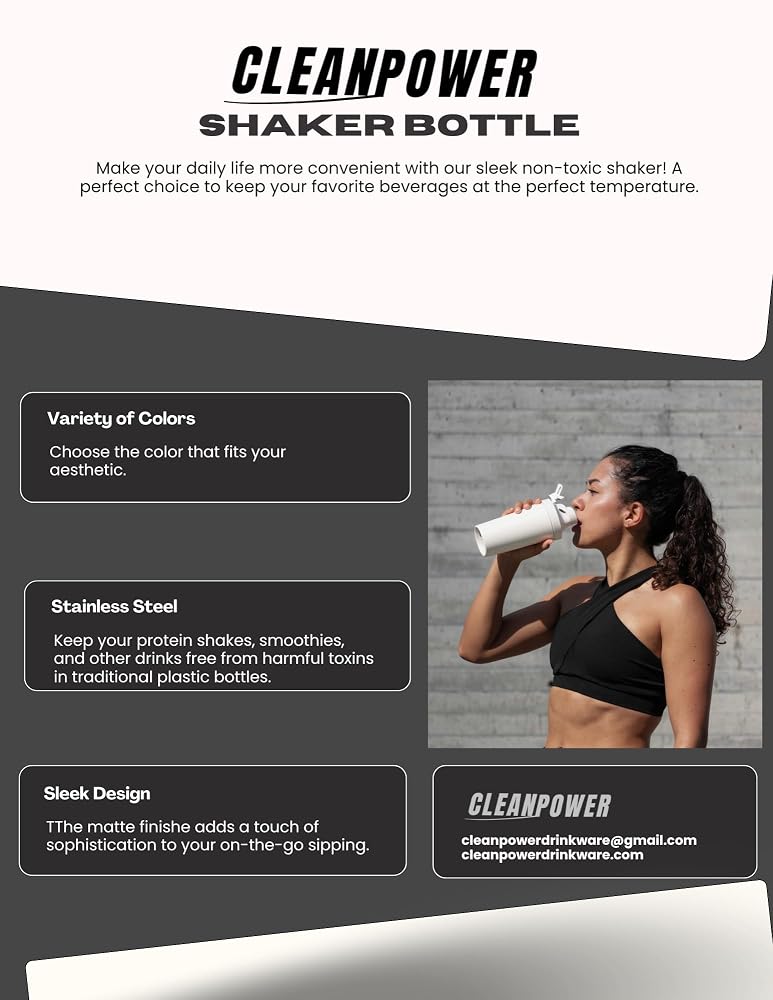CleanPower Clean Power Stainless Steel Shaker Bottle