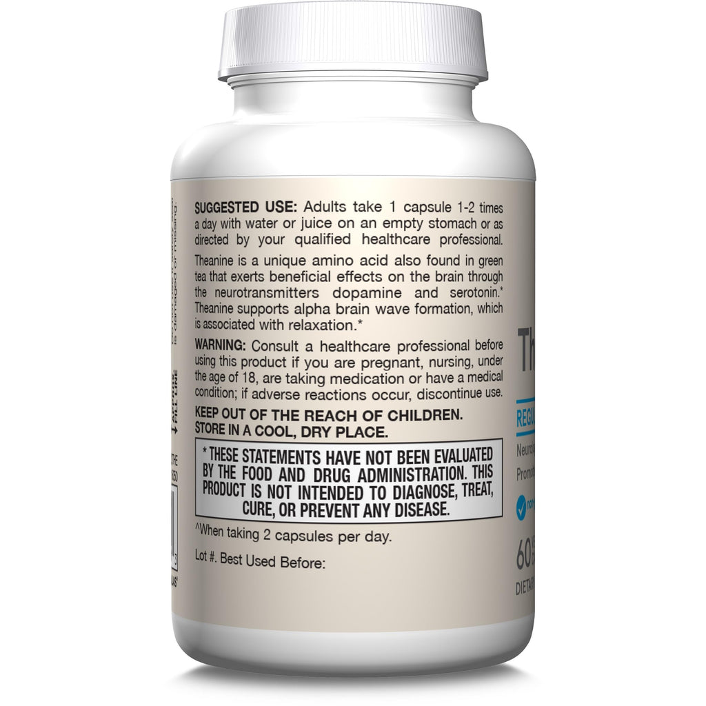 Jarrow Formulas Theanine 100 mg Relaxation Support - 60 Vegetarian Capsules - image 9