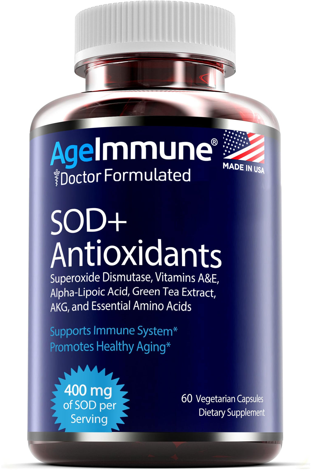 AgeImmune SOD Antioxidants Complex Healthy Aging Supplement