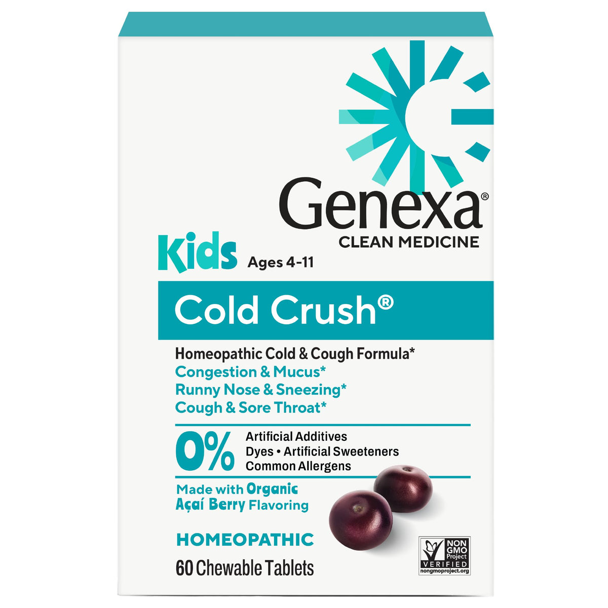 Genexa Kids Cold Crush Chewable Tablets - 60 Tablets