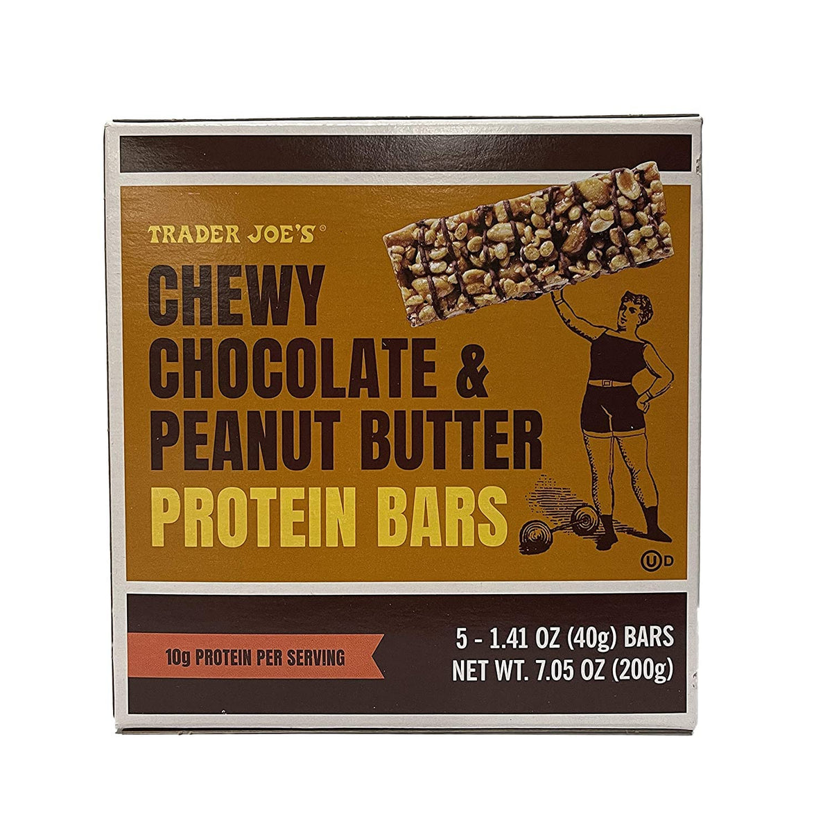Trader Joe's Chewy Chocolate & Peanut Butter Protein Bars - 5 Bars