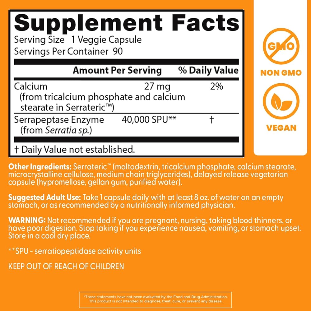 Doctor's BEST Serrapeptase Supplement - 90 Vegetarian Capsules - image 2