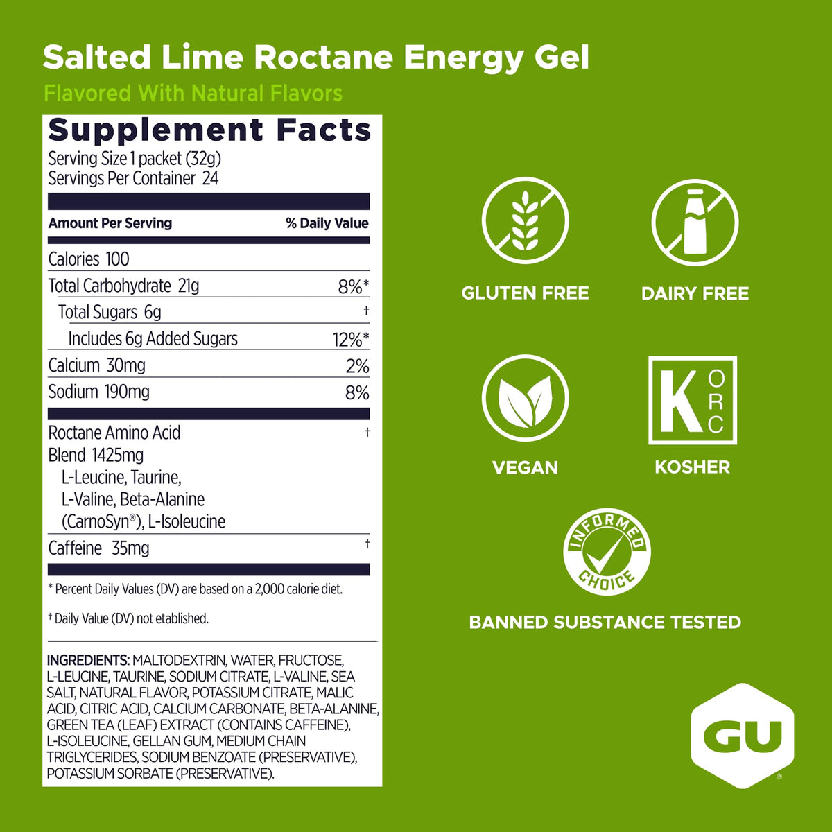 GU Energy Roctane Ultra Endurance Energy Gel Salted Lime - 24 Count - image 3