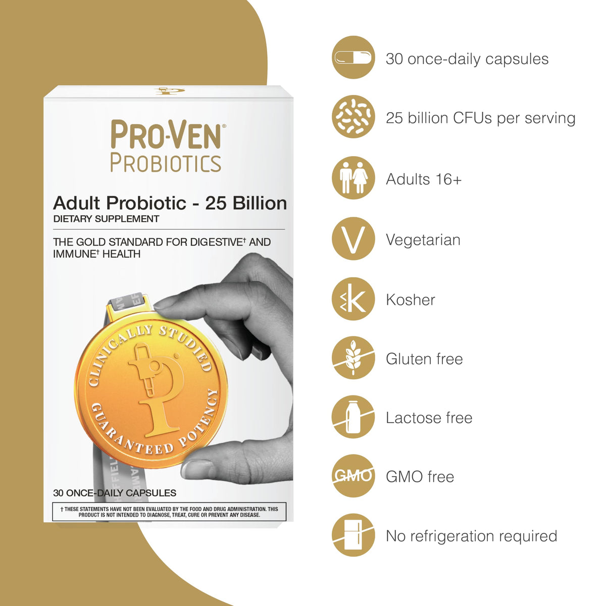 Pro-Ven Daily Probiotic 25 Billion CFU Digestive Support - 30 Capsules - image 2