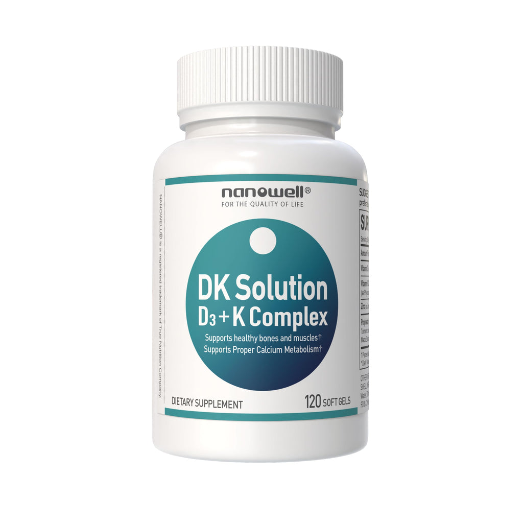 NANOWELL Vitamin D3 with K2 Softgels, 120 Count, 2000 IU 50 mcg