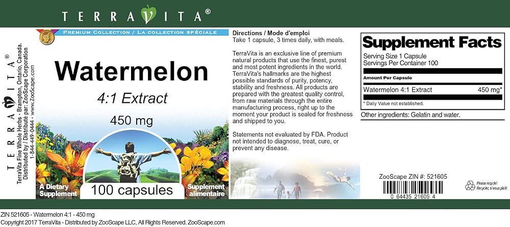 Terravita Watermelon 4:1-450 mg (100 Capsules, ZIN: 521605) - image 3