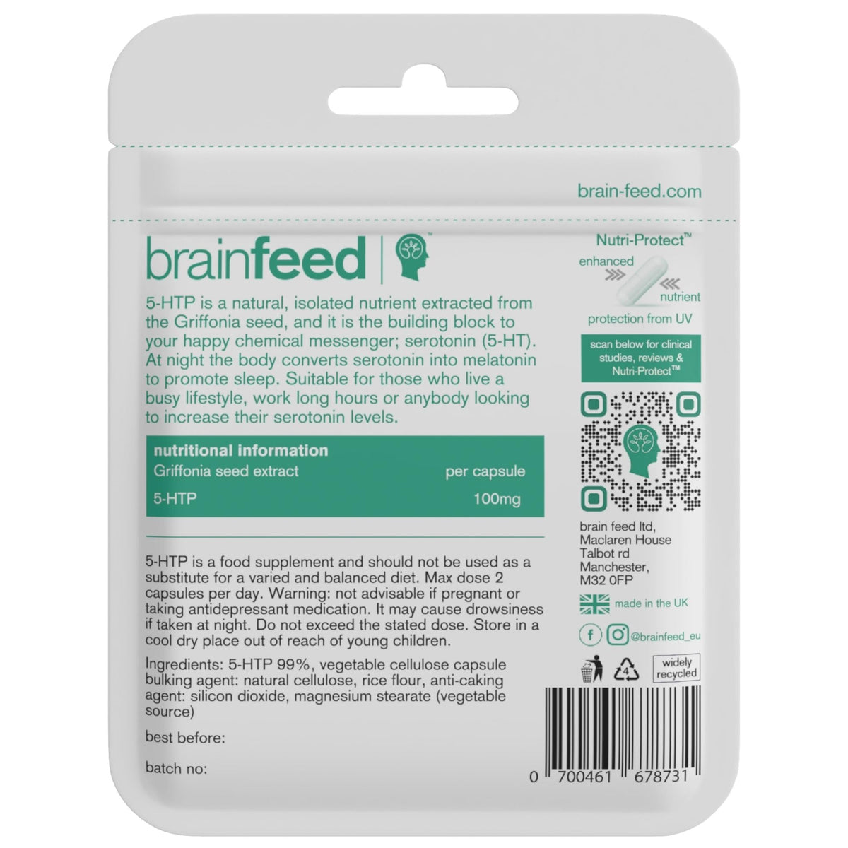 brain feed Serotonin Supplement 5HTP