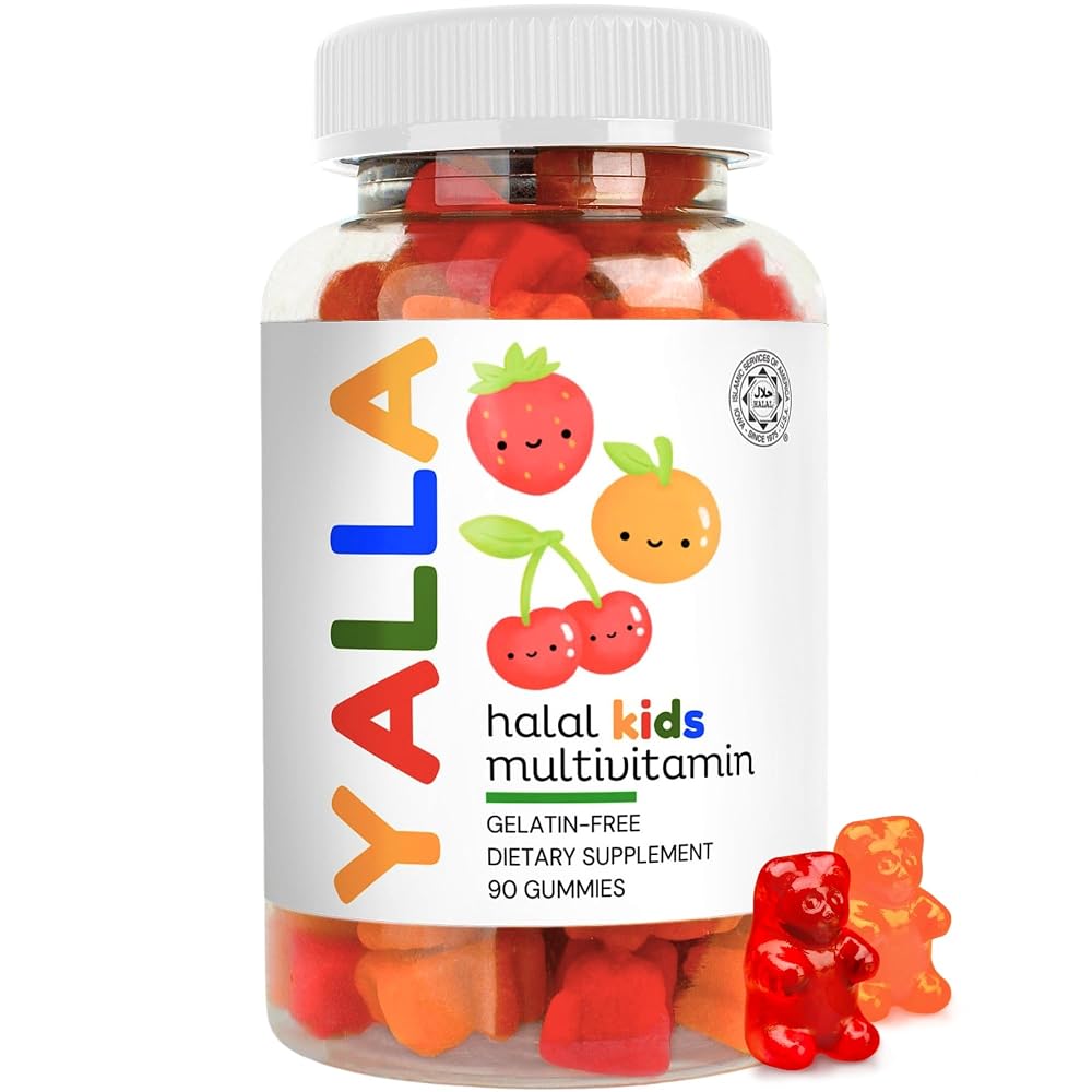 YALLA Halal Kids Multivitamin Gummies with C, D3, Zinc - 90 Count