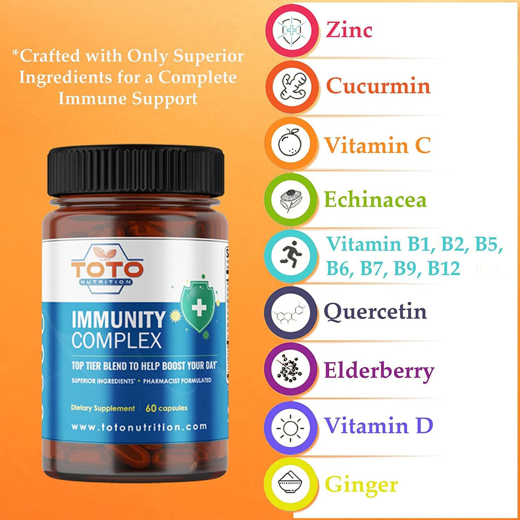 TotoNutrition Immunity Support Booster with Vitamin C, D, Zinc - 60 Capsules - image 3