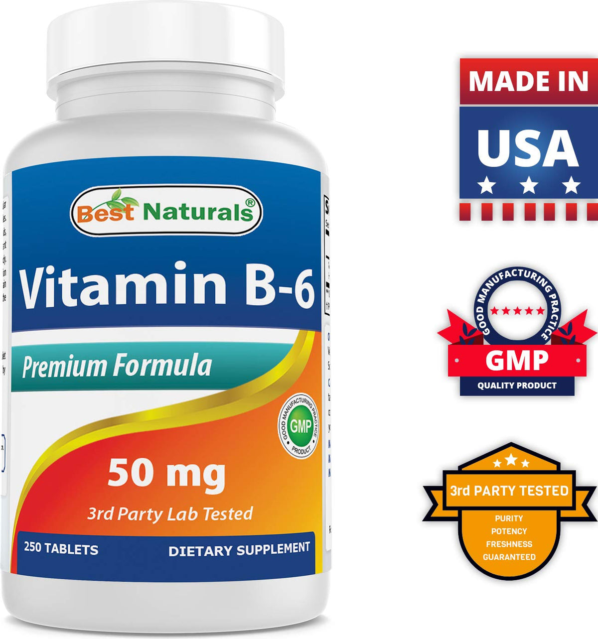 Best Naturals Vitamin B6 50 mg - 750 Tablets - image 8