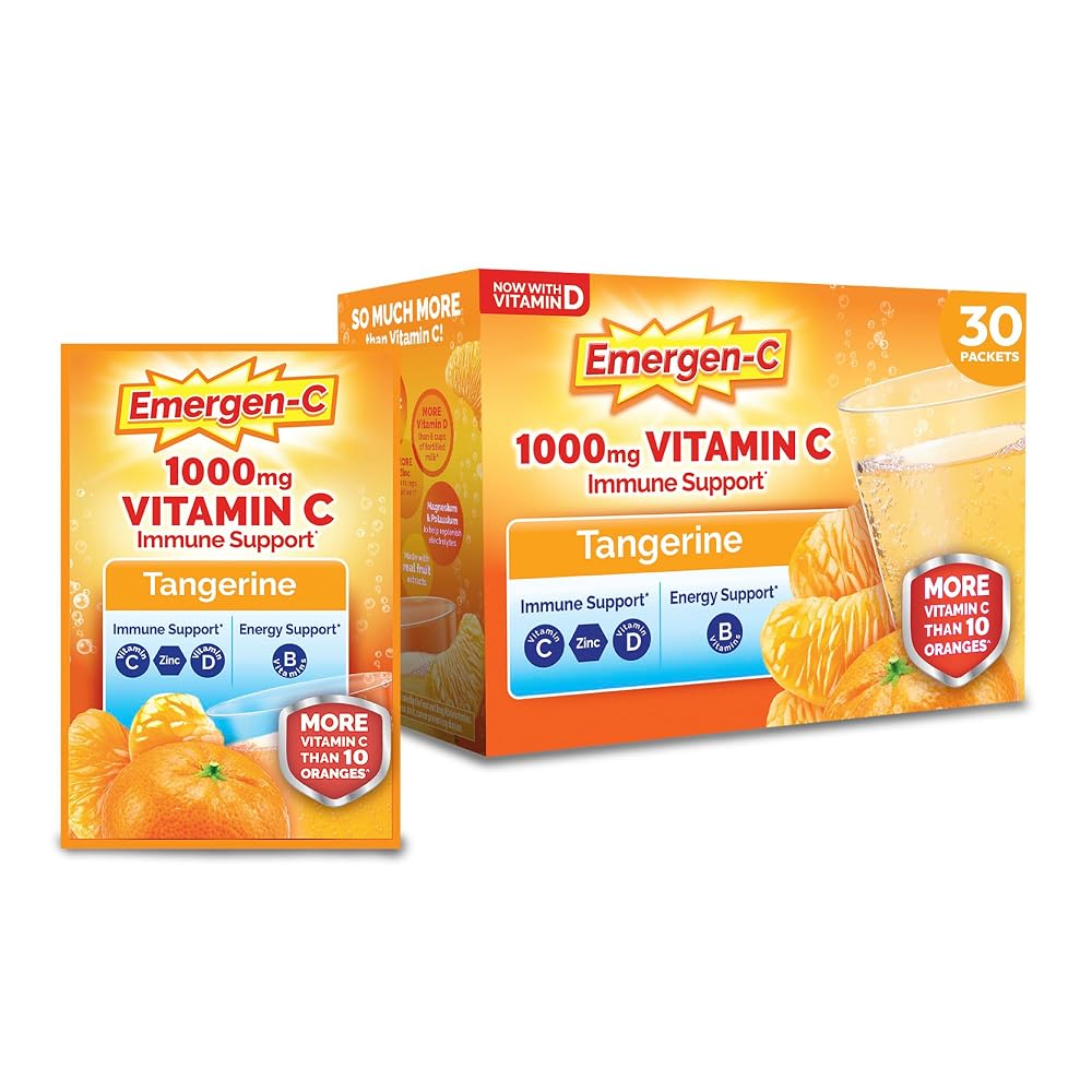 Emergen-C Vitamin C 1000mg Immune Support Powder Tangerine - 30 Packets