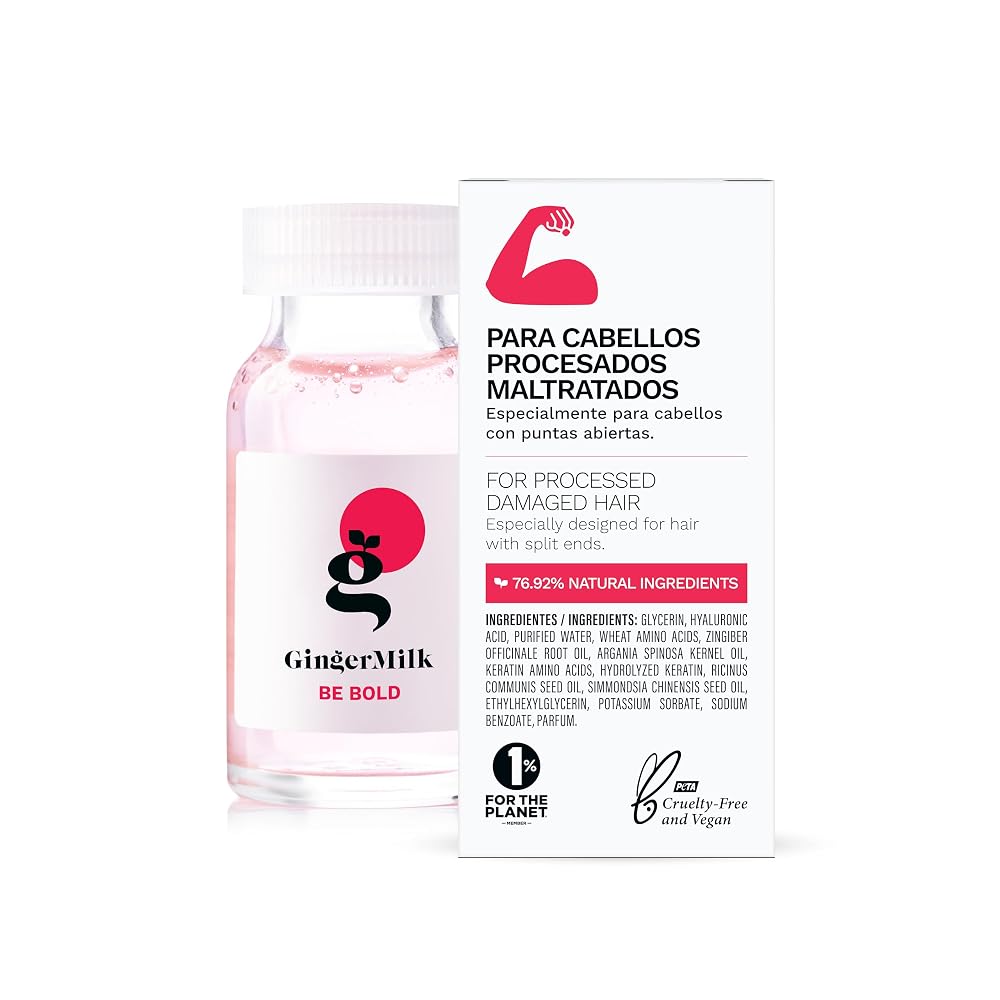 Ginger Milk Hair Ampoules with Hyaluronic Acid for Dry, Damaged Hair