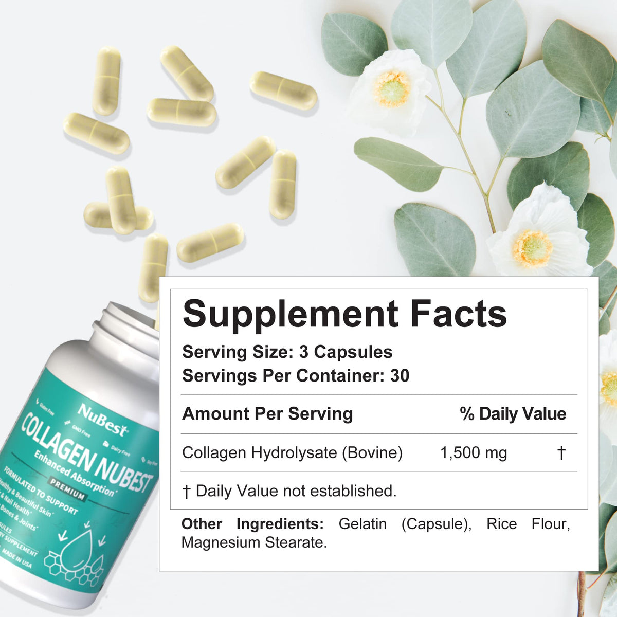 NuBest Collagen Peptides 1500 mg - 1080 Capsules - image 5