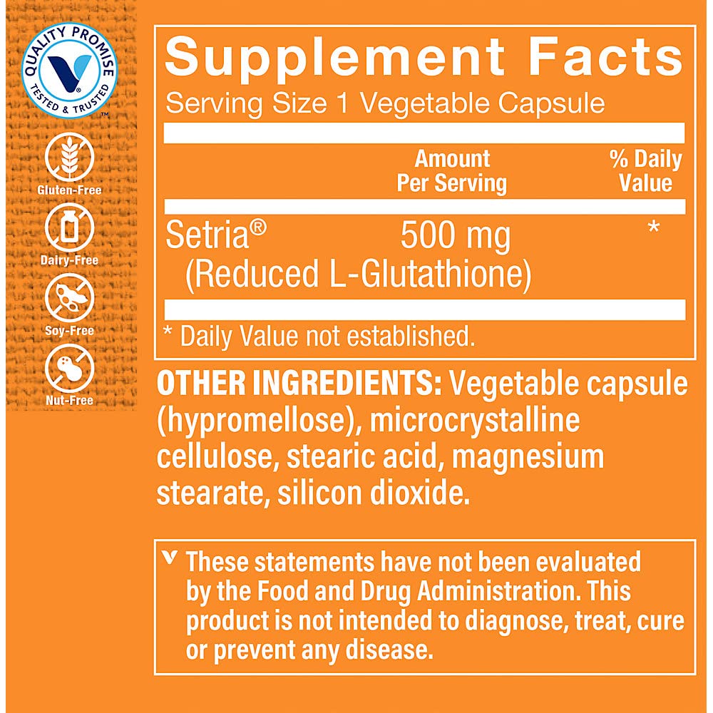 The Vitamin Shoppe Reduced Glutathione 500 mg - 60 Vegetarian Capsules - image 2